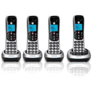 Telefone sem Fio, com bloqueio de chamadas e secretária eletrônica, 4 unidades, prata, MOTOROLA CD4014, Prateado