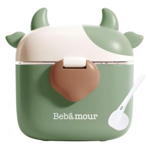 Dispenser de Fórmula Bebamour Vaquinha Verde 3 Compartimentos com Colher 450ml