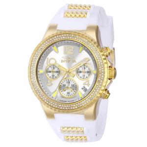 Relógio Feminino Pro Diver 0,76 quilates com Diamante, Invicta 38045, Branco e Dourado