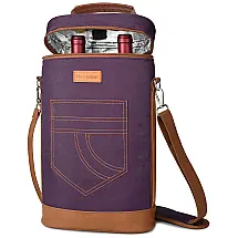 Bolsa Térmica Para Transporte de Vinhos até 2 Garrafas com Alça Ajustável, Roxa, TIRRINIA, Violeta