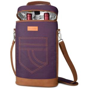 Bolsa Térmica Para Transporte de Vinhos até 2 Garrafas com Alça Ajustável, Roxa, TIRRINIA, Violeta