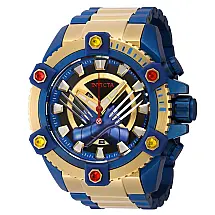 Relgio masculino Marvel X-men Wolverine Swiss Ronda Z60 calibre - 56 mm. Ouro. Azul 43345