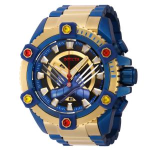 Relgio masculino Marvel X-men Wolverine Swiss Ronda Z60 calibre - 56 mm. Ouro. Azul 43345