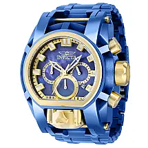 Relógio Masculino Invicta Bolt Zeus Magnum com Mostrador em Madrepérola, Invicta 39545, Azul e Dourado