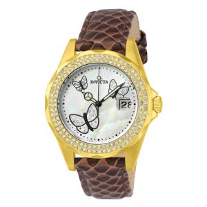 Relgio feminino anjo com mostrador em madreprola - 38 mm. Marrom ZG-23645