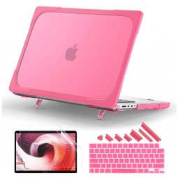 Capa Rígida Batianda MacBook Pro 16" Rosa – Modelos A3403, A3186, A2991, A2780, A2485 com Suporte Dobrável