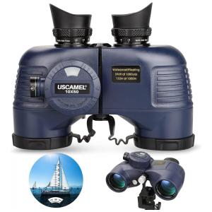 Binóculos Marinho 10x50 para Adultos à Prova dágua com Bússola Telêmetro e Adaptador de Tripé, USCAMEL, Azul