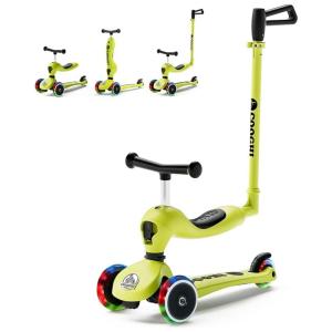Scooter Infantil 3 em 1 com Rodas Iluminadas, Assento e Haste Ajustáveis, Idade 1 a 5 Anos, COOGHI, Verde