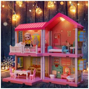 Casa de Bonecas com 11 Quartos e Cômodos Customizáveis para Crianças de 6 Anos ou Mais, Elf Lab, Rosa