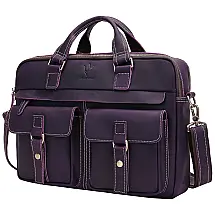 WILD WORLD Bolsa, Pasta de Couro Masculina para Laptop, Roxa