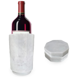 Cooler Portátil para Garrafa de Vinho com Porta Taças, Mármore
