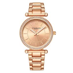 Relgio Feminino Aria 3905 36mm, Mostrador Rosa, Pulseira de Ao Inox Rosa, Fivela de Implantao - Stuhrling