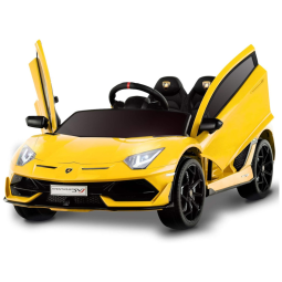 Uenjoy Carro, Carrinho Elétrico para Crianças Recarregável 12V com Controle Remoto e Luzes, Amarelo