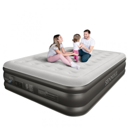 Colchão de Ar Queen com Bomba Interna Aprimorada - Infla e esvazia em 2 Min, Suporte 295kg, Super Confortável e Resistente a Perfurações