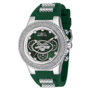 Relógio Feminino NFL New York Jets com Pulseira em Aço Inoxidável, Invicta 42755, Verde e Prata