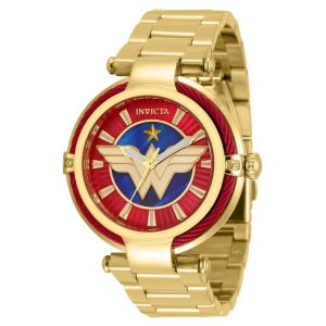 DC Comics Wonder Woman Relgio Feminino com Mostrador em Madreprola - 40mm. Ouro ZG-34955