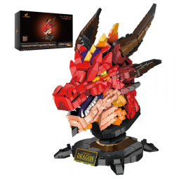 Kit de Construção Cabeça de Dragão com 2713 Peças, JMBricklayer, Vermelho