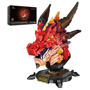 Kit de Construção Cabeça de Dragão com 2713 Peças, JMBricklayer, Vermelho