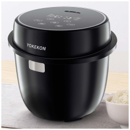 Panela de Arroz Elétrica 8 em 1, 1,4 Litros em Aço Inoxidável com Vaporizador, 110V, YOKEKON, Preta