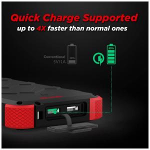 Powerbank Banco de Potência Prova D Água de Carga Rápida 20000mAh LED Camping Nautica Praia, OUTXE PCPB20000WS, Preto