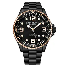 Relgio Regatta Champion 4006, 44mm, mostrador preto, pulseira de ao inoxidvel preta, fivela de implantao preta - Stuhrling