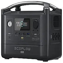 EF ECOFLOW Gerador de Energia Solar Portátil 576Wh 600W e Pico 1200W com Lanterna, Preto