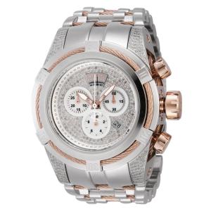 Relógio Masculino Reserve Bolt Zeus com Diamante e Mostrador em Madrepérola, Invicta 44465, Prata e Ouro Rosa