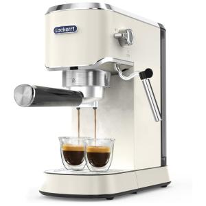 Máquina de Café Expresso 20 Bar com Vaporizador, Aço Inoxidável, 110V 1350W, Laekerrt, Branca