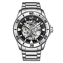 Relogio Automatico Stuhrling Essence em Aco Inox 3963 Prata com Mostrador Preto e Dourado
