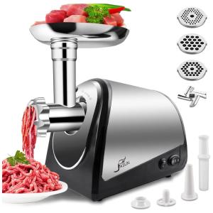 Moedor de Carne Elétrico Profissional, 3 Lâminas para Moagem, Aço Inoxidável, 350W, 110v, JASUN JSMG303, Preto