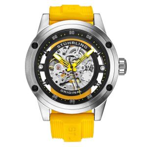 Relógio Zolara 360 Sport 314R Automático 50mm - Mostrador Preto e Pulseira de Silicone Amarela, Stuhrling