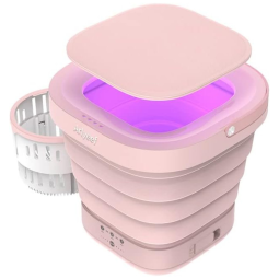 Mini Máquina de Lavar Portátil 9 L com Cesto de Drenagem, 110V, Arlyeef, Rosa