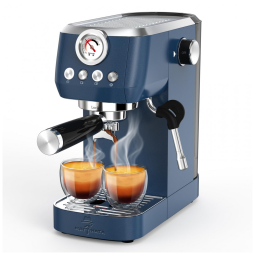 Máquina de Espresso 20 Bar, Vaporizador Profissional, Manômetro Colorido, 1,45L, MAttinata, Inox, Azul, 110V