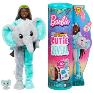 Boneca Barbie Revelação com Fantasia de Pelúcia Elefante e 10 Surpresas Incluindo Mini Pet