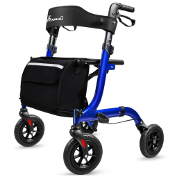 Andador para Idosos e Adultos com Rodas de Borracha, Alças e Encosto, até 136 Quilos, Henmnii, Azul