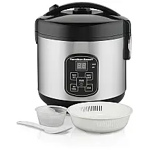 Panela de Arroz Elétrica, Programável Digital 8 Xícaras Cozidas 4 não cozidas, 110v, HAMILTON BEACH 37518, Prateado