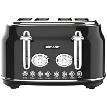 Homeart Torradeira 4 Fatias, Aço Inoxidável, 110V, 900W, Preta
