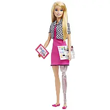 Boneca Barbie Designer de Interiores com Perna Protética, Vestido Rosa e Jaqueta Houndstooth