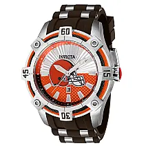 Relgio Invicta NFL Cleveland Browns - 52mm em Ao e Castanho Claro, perfeito para fs de futebol americano.