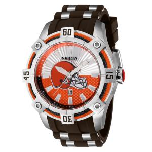 Relgio Invicta NFL Cleveland Browns - 52mm em Ao e Castanho Claro, perfeito para fs de futebol americano.