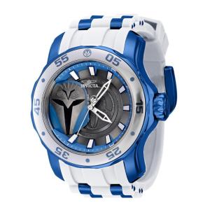 Relógio Masculino Star Wars Bo Katan com Pulseira em Aço Inoxidável, Invicta 41375, Branco e Azul