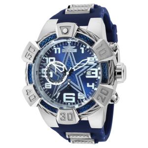 Relógio Masculino NFL Dallas Cowboys, Invicta 35775, Prata e Azul