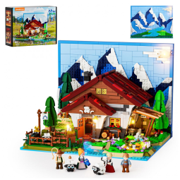 Cottage Alpino com Ovelhas Lumibricks com iluminação LED 2265 peças cenário rural para exposição