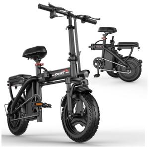 Bicicleta Elétrica ASKGO Z6 – Aro 14", Dobrável, 500W, Bateria Removível 48V/10Ah, Cor Preta