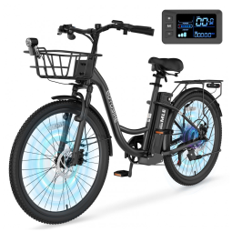 Bicicleta Elétrica para Adultos com Motor 700W Pico, Quadro em Alumínio 6061, Bateria Removível 36V 10,4Ah, Autonomia de até 64 km