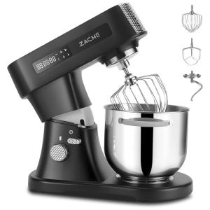 Batedeira 7L com 10 Velocidades e 3 Acessórios de Aço Inoxidável, 110V 800W, ZACME, Preta