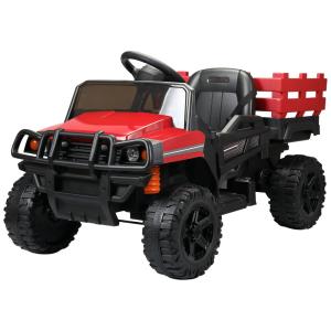 Caminhão Elétrico Infantil 12V 1 Assento com Controle Remoto e Reboque, TOBBI, Vermelho