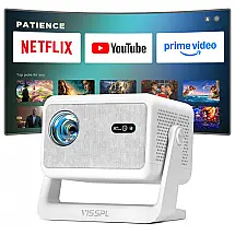 Projetor Smart VISSPL Branco WiFi 6 Bluetooth Suporte 4K 1080P H86 55W