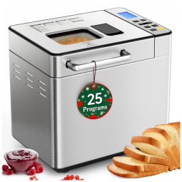 Máquina de Pão Gleedelish 25 em 1, Corpo Aço Inoxidável Prata, Dispensador Frutas & Nozes, Capacidade 907 gramas, Voltagem 110V