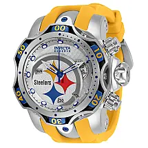 Relgio masculino calibre NFL Pittsburgh Steelers Swiss Ronda Z60 - 52,5 mm. Ao. Azul. Amarelo 33085